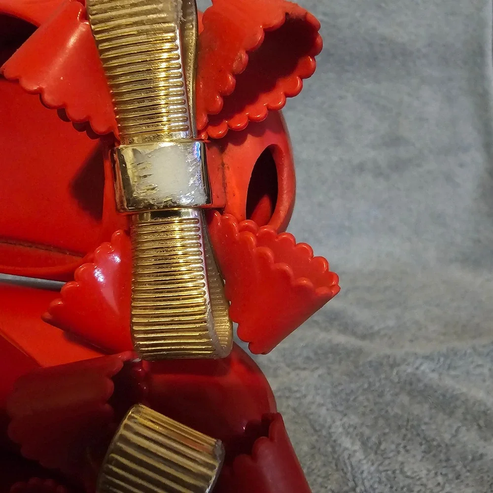 Mini Melissa Red Jelly Mary Jane Bow Shoes Gold Accents Toddler Size 7